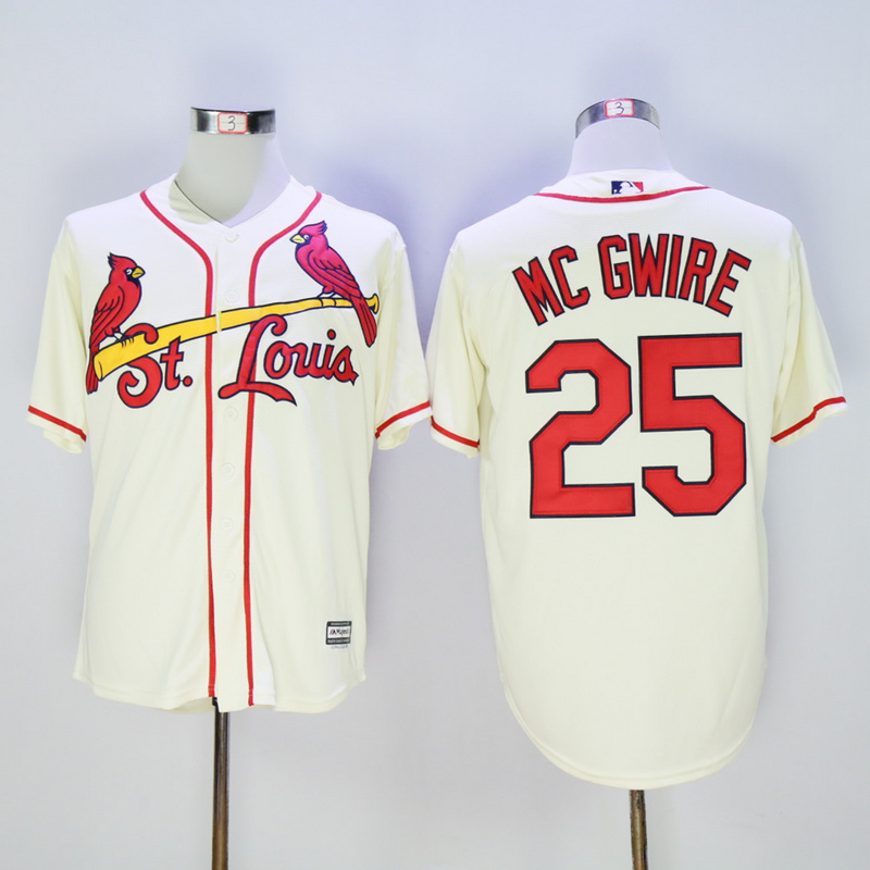 Men St. Louis Cardinals 25 Mc Gwire Cream Throwback MLB Jerseys